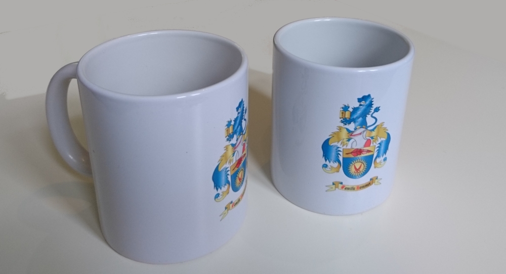 Familienwappen auf Tassen gedruckt